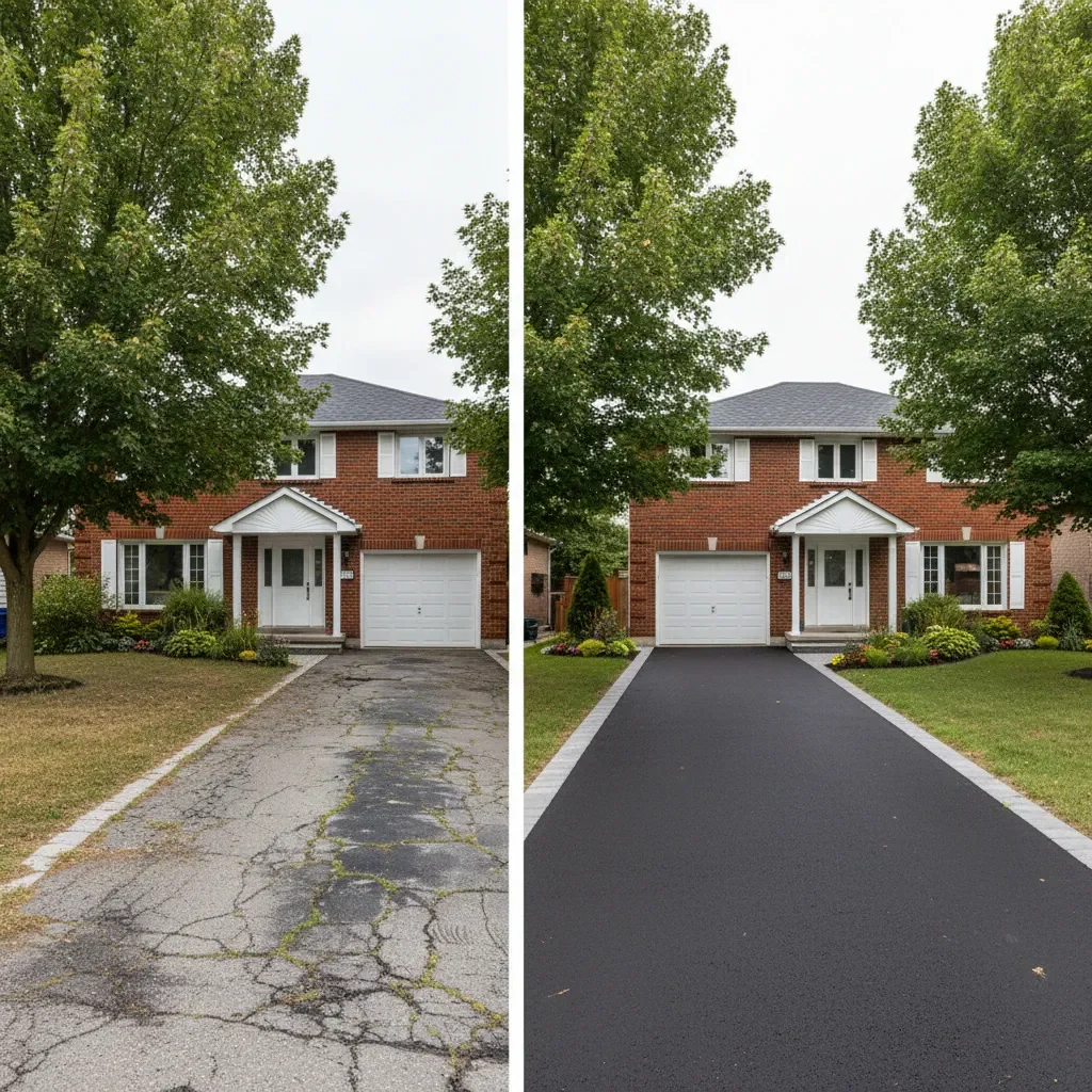 Paving contractor transformation - before and after by Signature Landscaping Oshawa in Oshawa